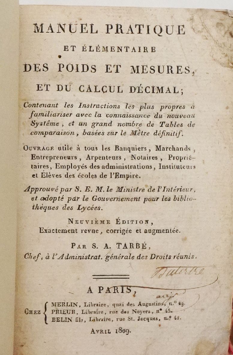 Manuel pratique et élémentaire des poids et mesures et du calcul décimal